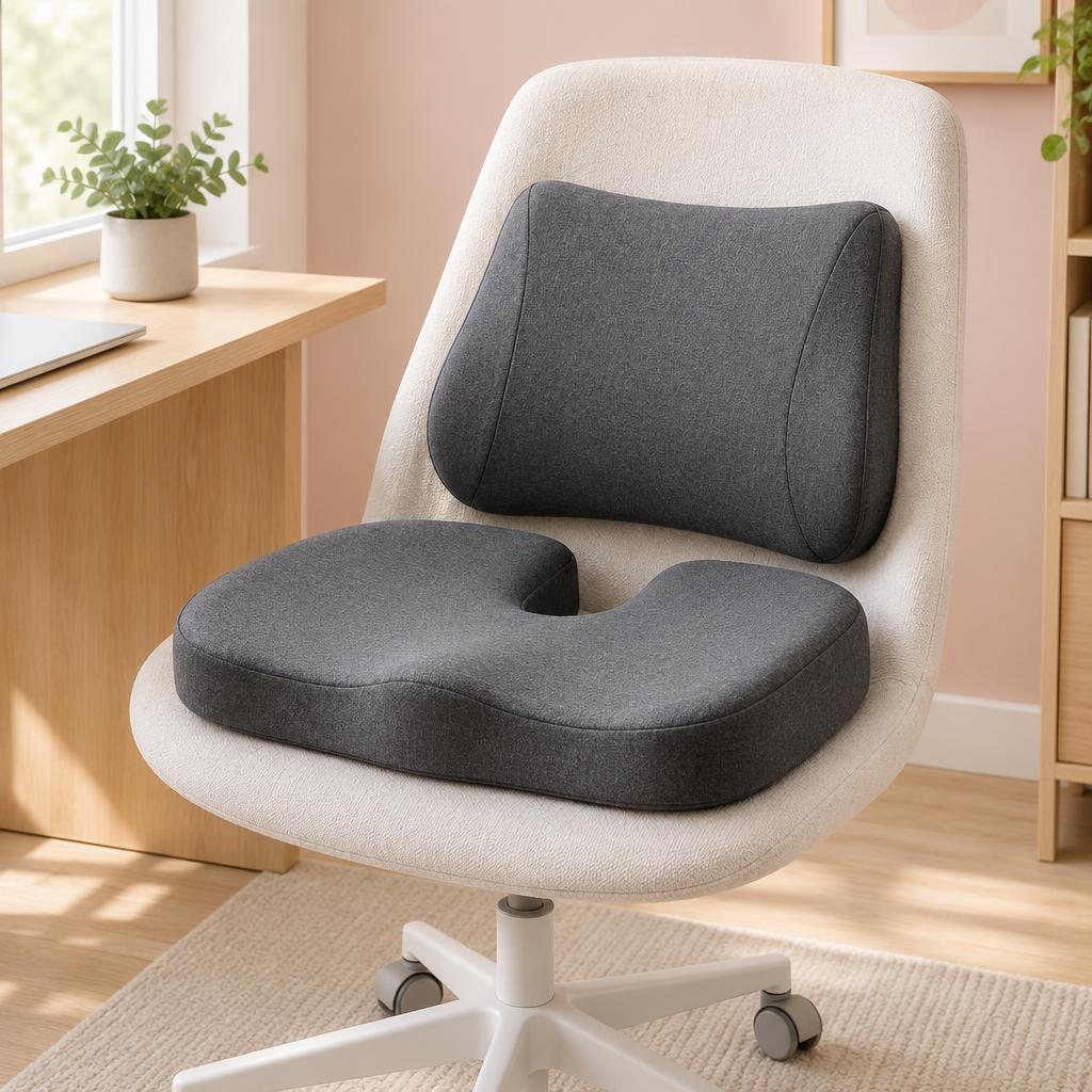 Ergonomic Seat Cushion & Lumbar Support Pillow Set by CloudBliss