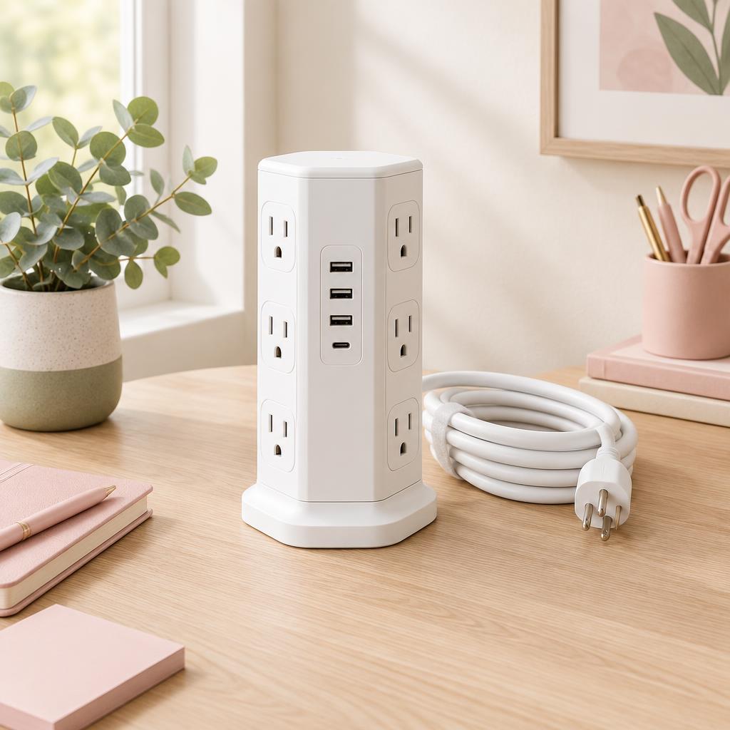 Power Strip with Multiple Outlets, Charging Station, Power Strip Tower, by SMALLRT